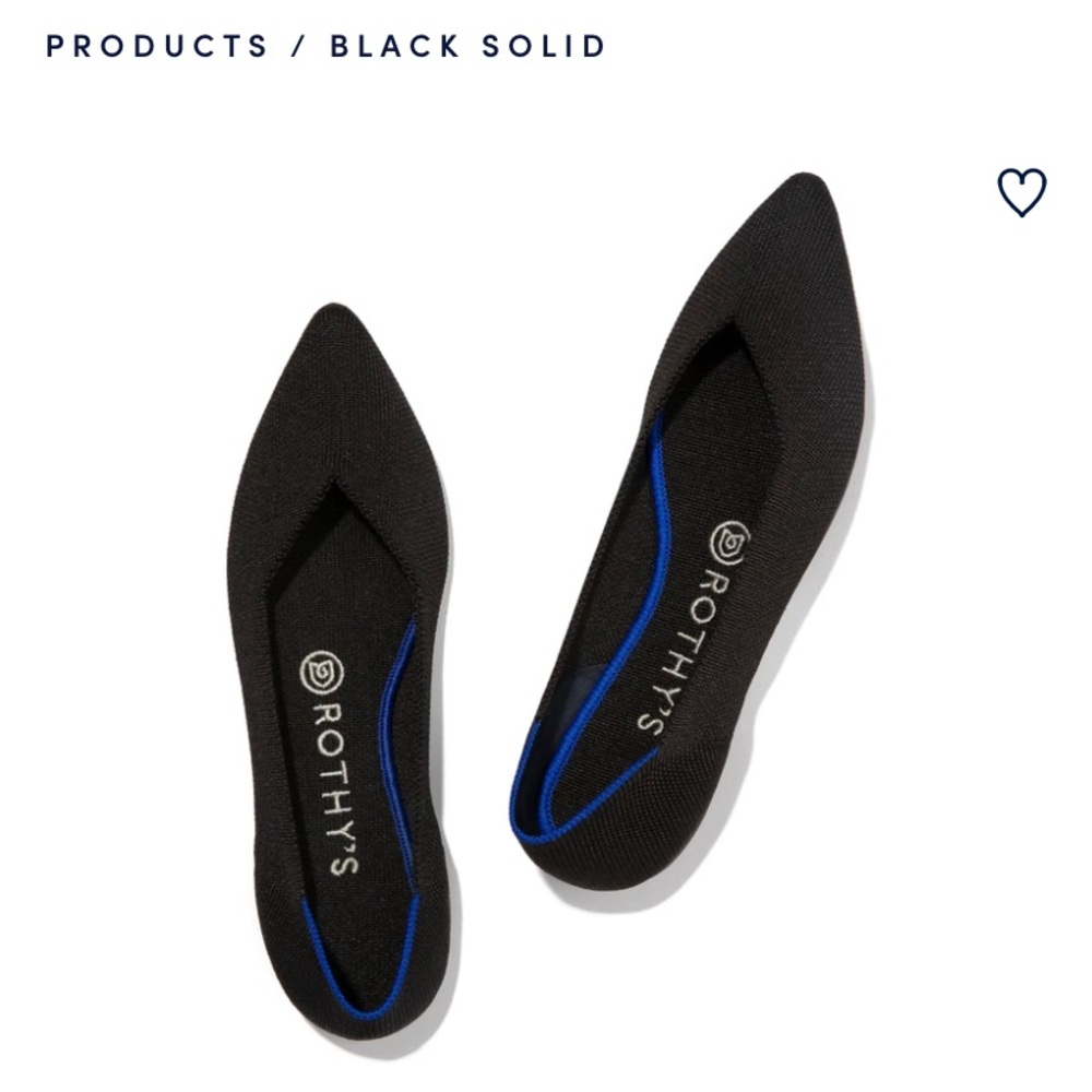 Rothys size 8 pointed black flats